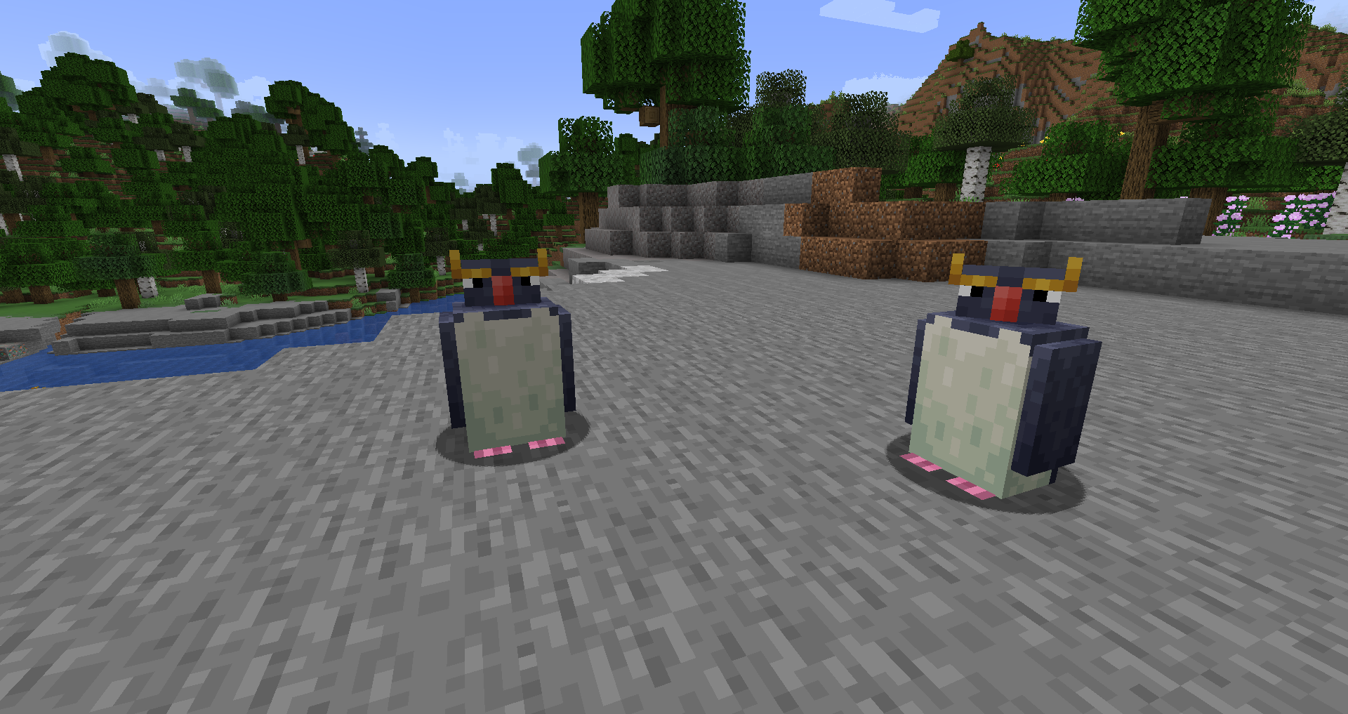 A screenshot of two Penguins coming up to say hello