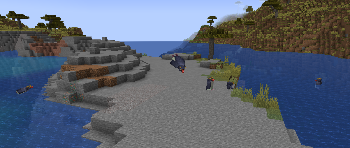 A screenshot of a Penguin leaping onto land