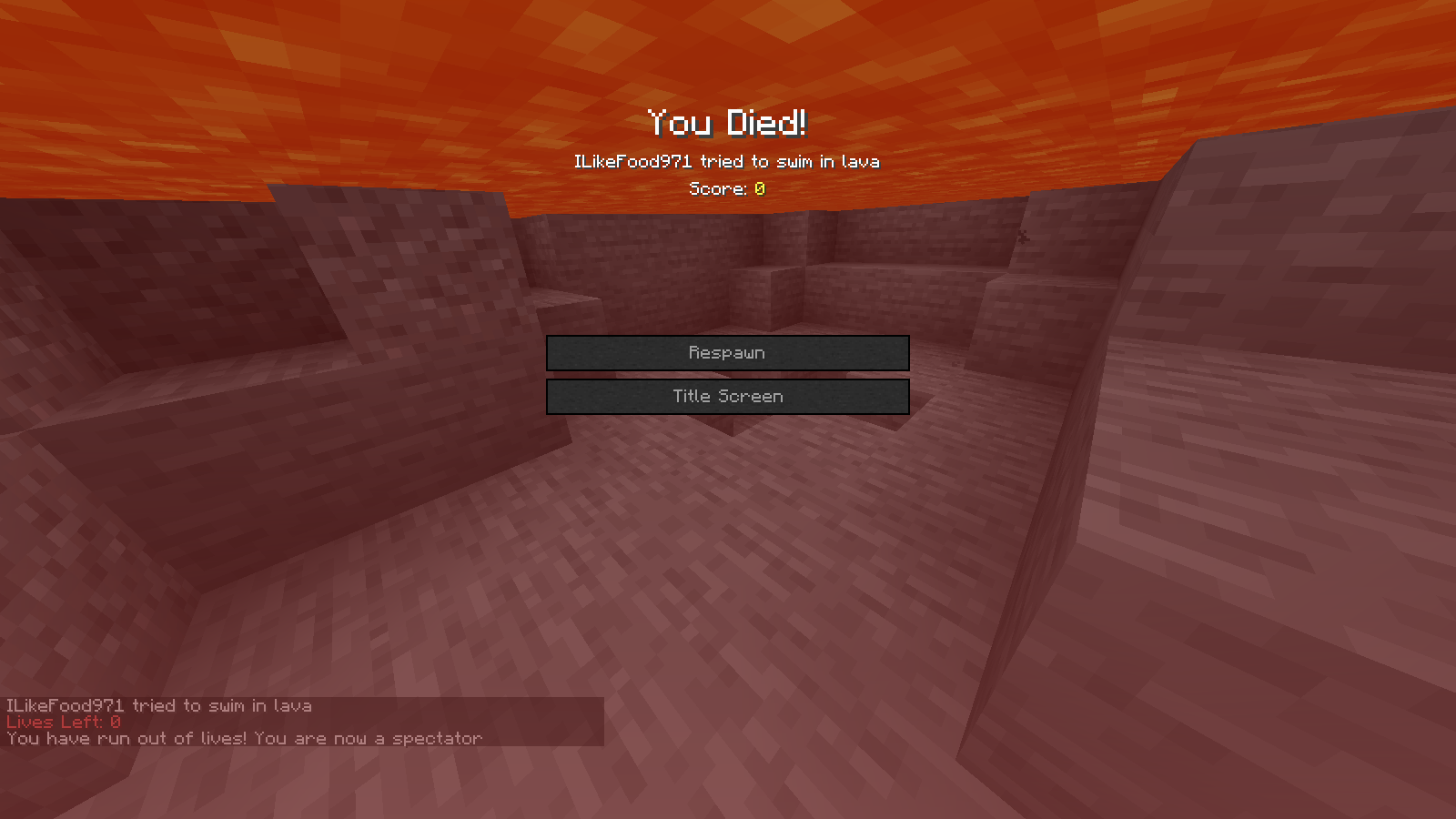 Thumbnail If you get to 0 lives, by default you get kicked/banned until forf is stopped. This can be changed in the config in which case you will just change gamemodes and get this message in the chat.