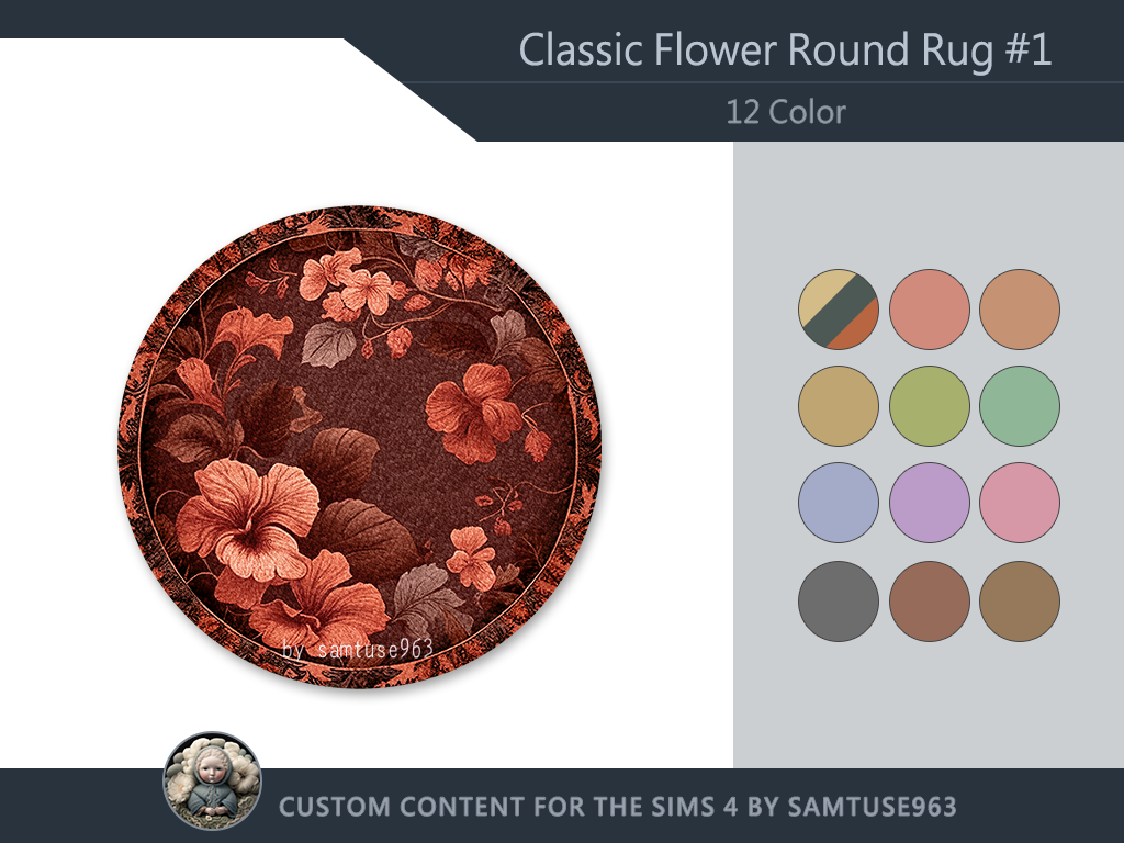 Classic Flower Round Dance Rug #1 Samtuse963 - The Sims 4 Build / Buy ...