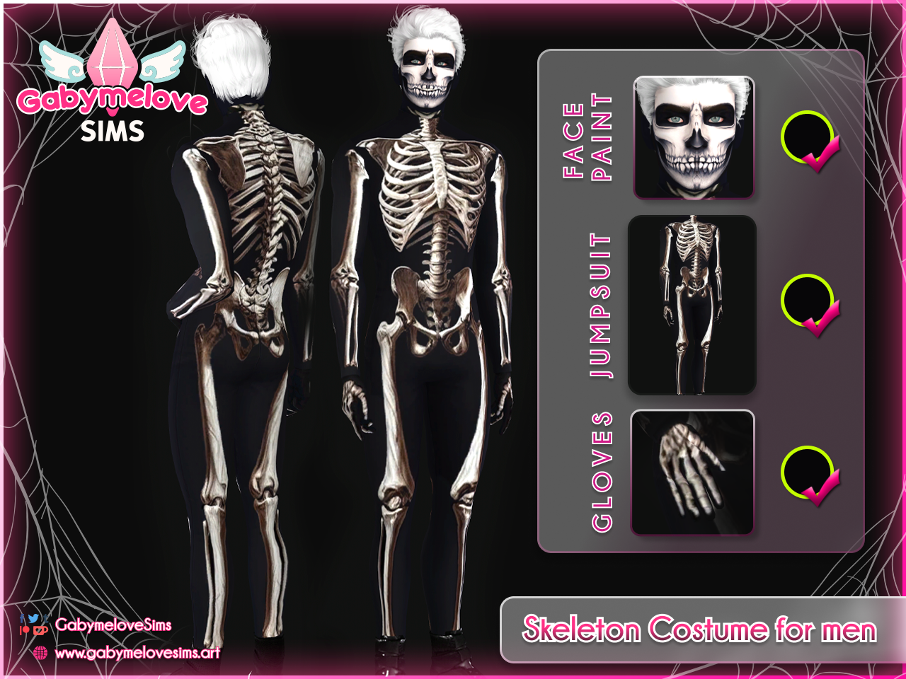 Skeleton Costume for men • SET | Halloween CC - The Sims 4 Create a Sim ...