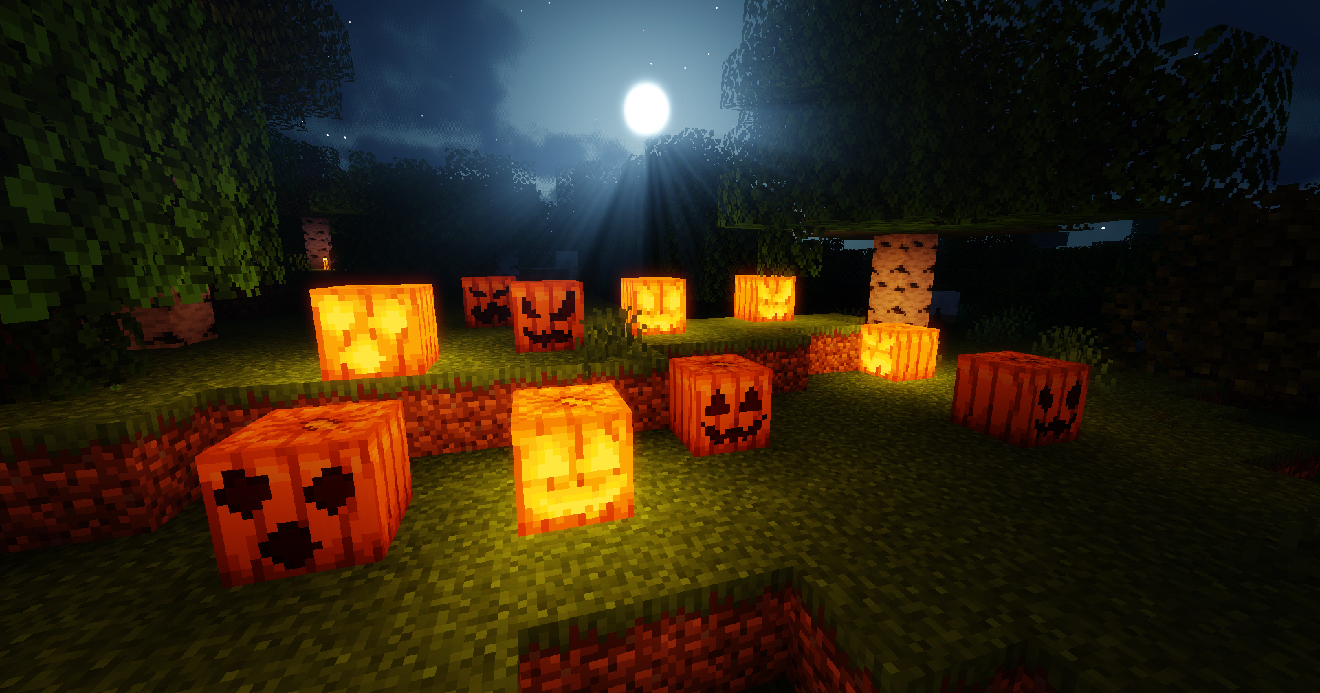 Carved & Lit Pumpkins