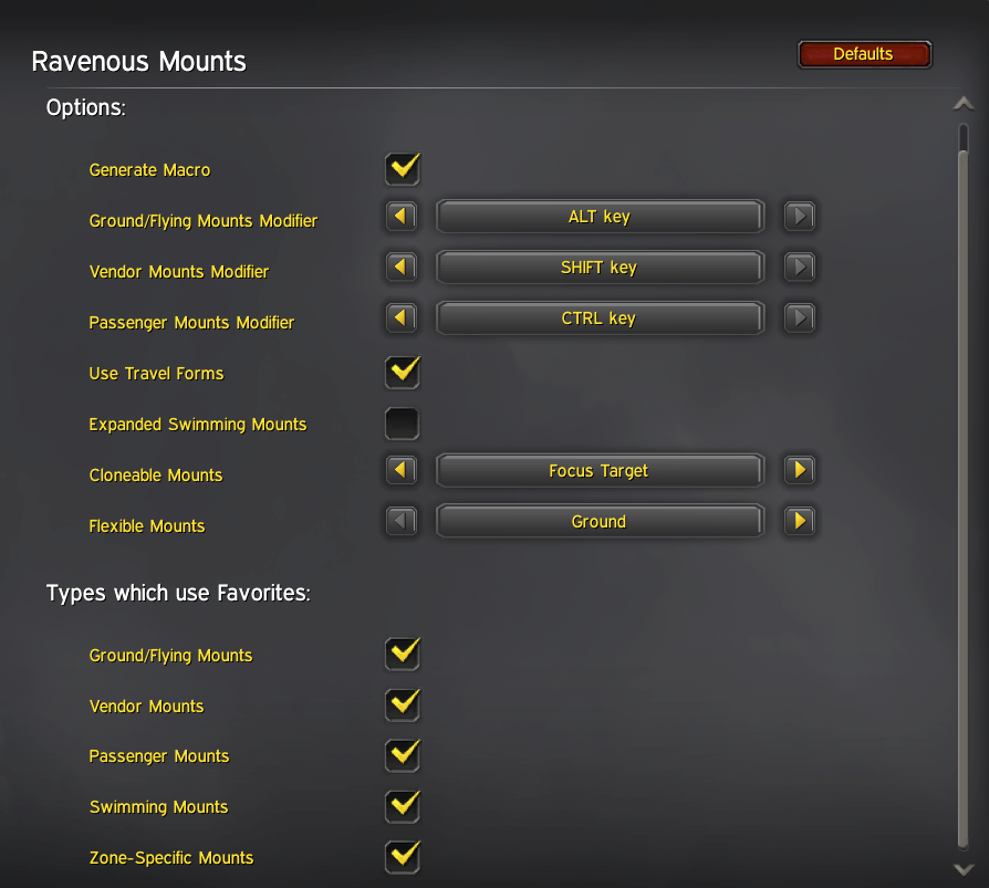 Ravenous Mounts Options (2.8.22)