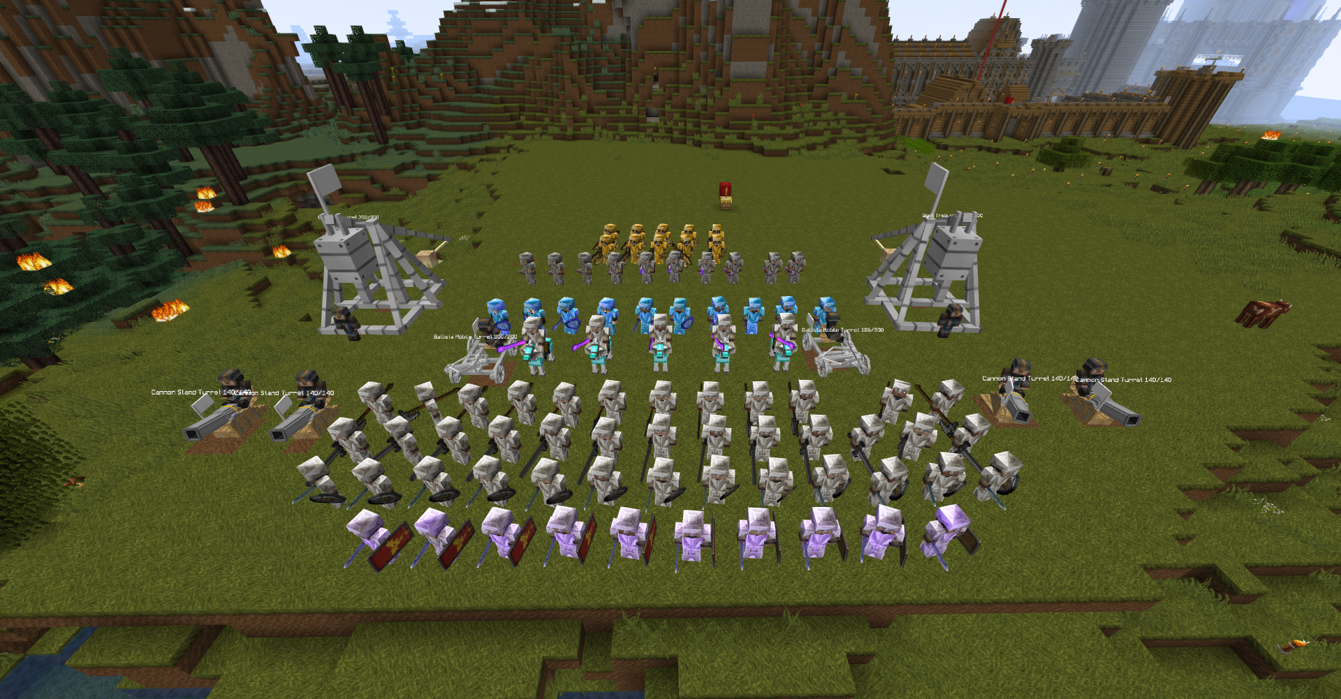 Thumbnail Using the Ancient Warfare mod, you can create a large array of NPCs and siege weapons which either the player or the NPCs can use. Very useful against enemy NPCs or players.