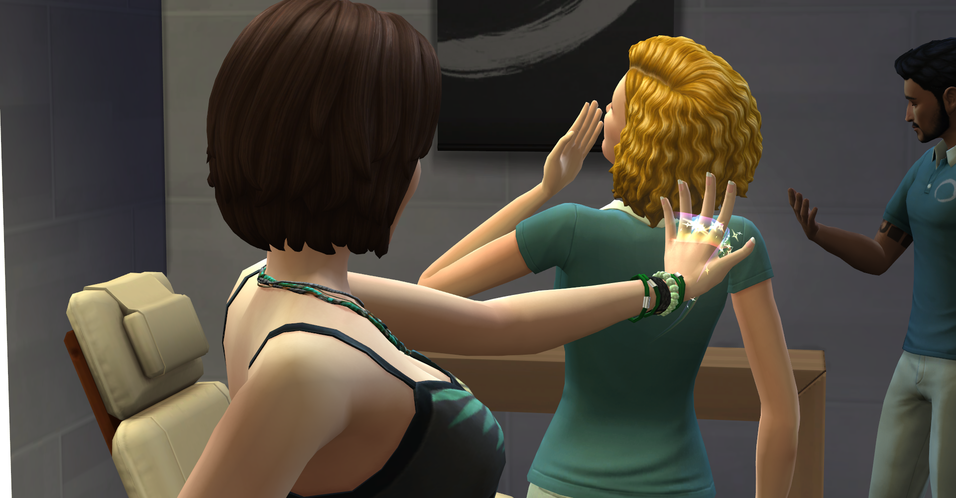 Thumbnail Your sim very happy with freshly manicured French tip fingernails.