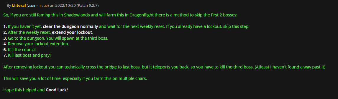 Wowhead comment explaining how to farm 