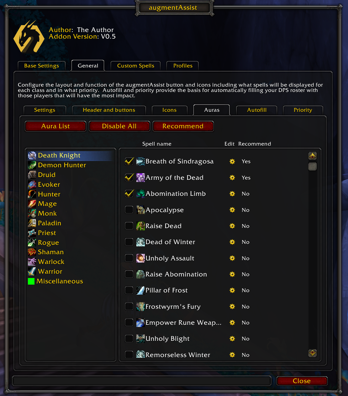 AugmentAssist - Screenshots - World Of Warcraft Addons - CurseForge