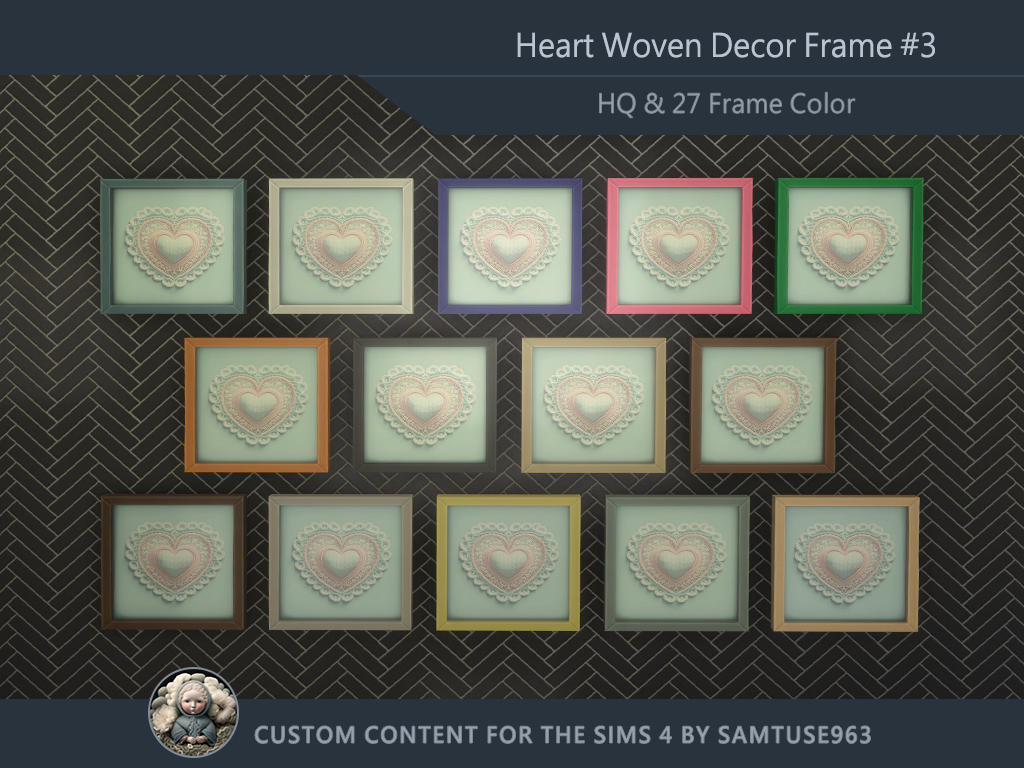 Hq Heart Woven Decor Frame 3 Samtuse963 The Sims 4 Build Buy