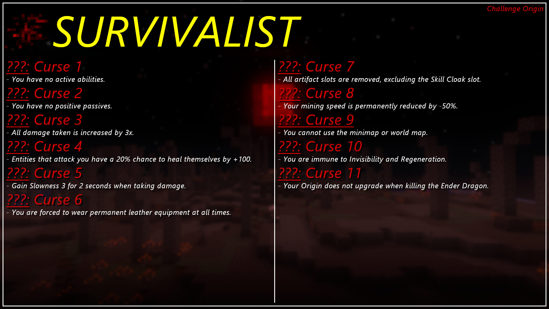 Challenge Origin: Survivalist