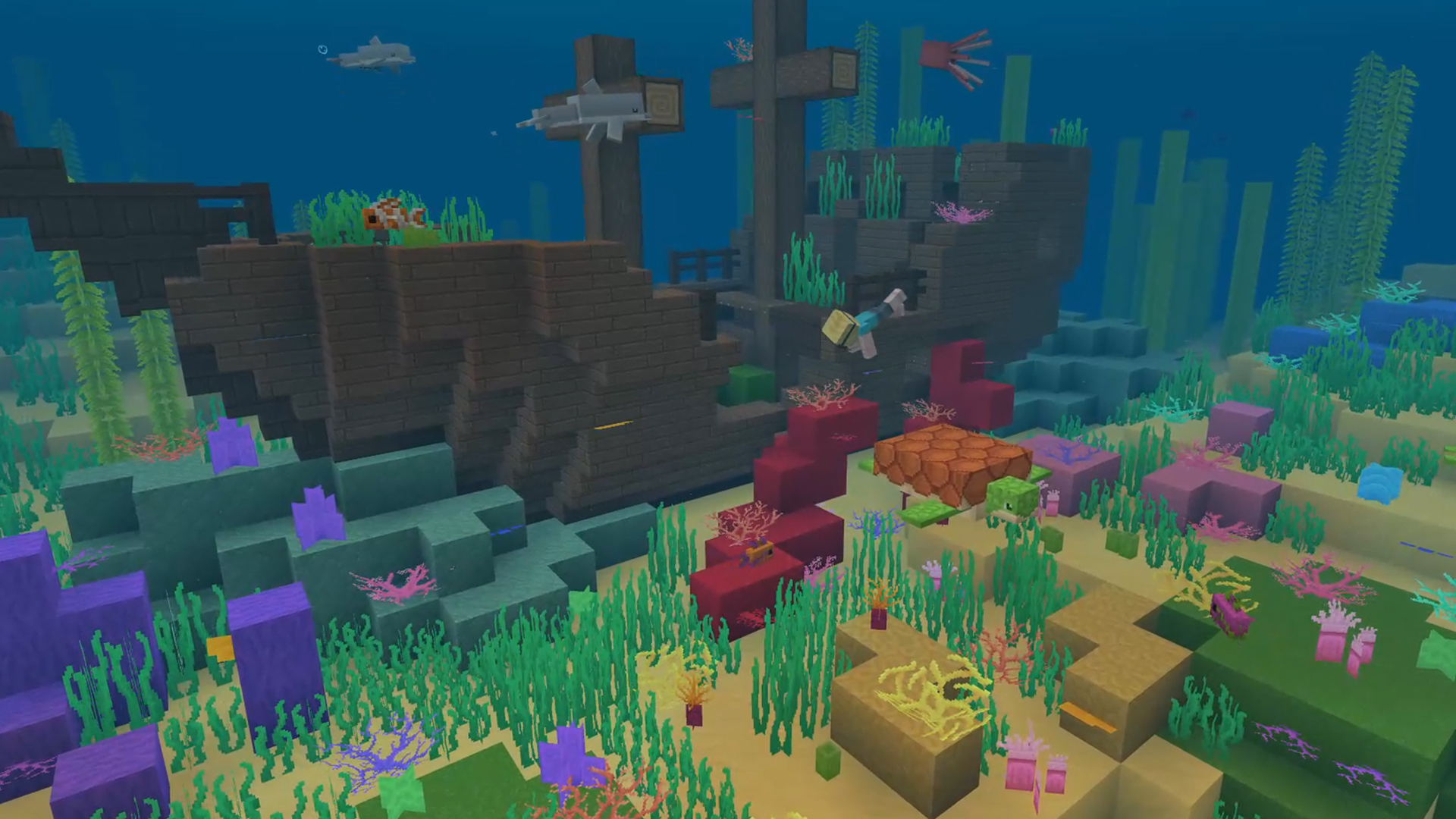 Sunken Shipwreck with Aquatic Animals