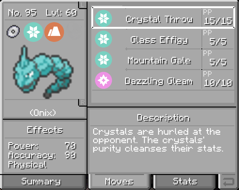 Crystal Onix Moves