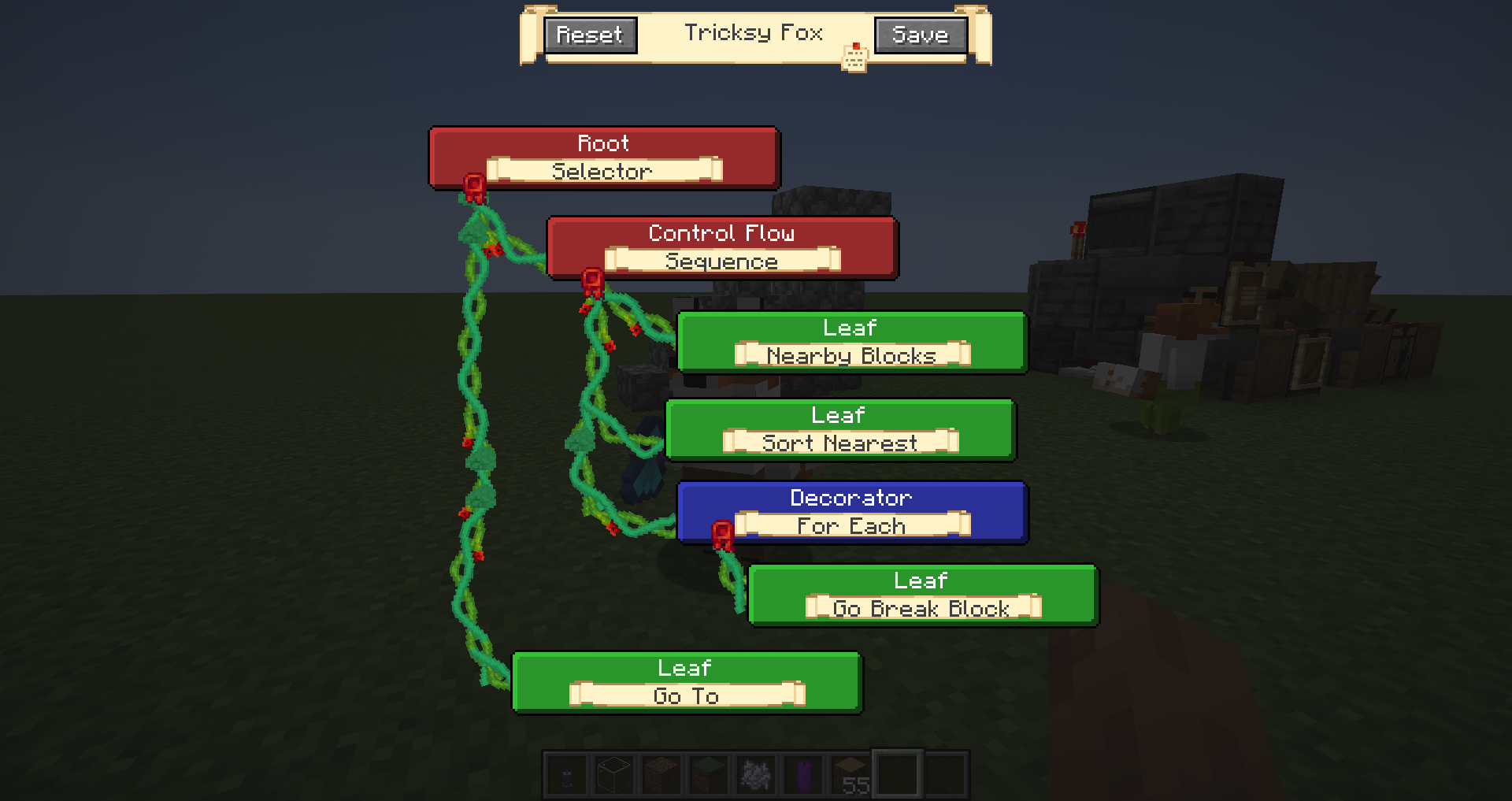 Thumbnail Tricksy Foxes are easily adapted to whatever task you desire through a diverse behaviour tree system that can be edited in-game per-fox!