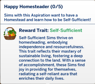 Reward Trait for Happy Homesteader Aspiration