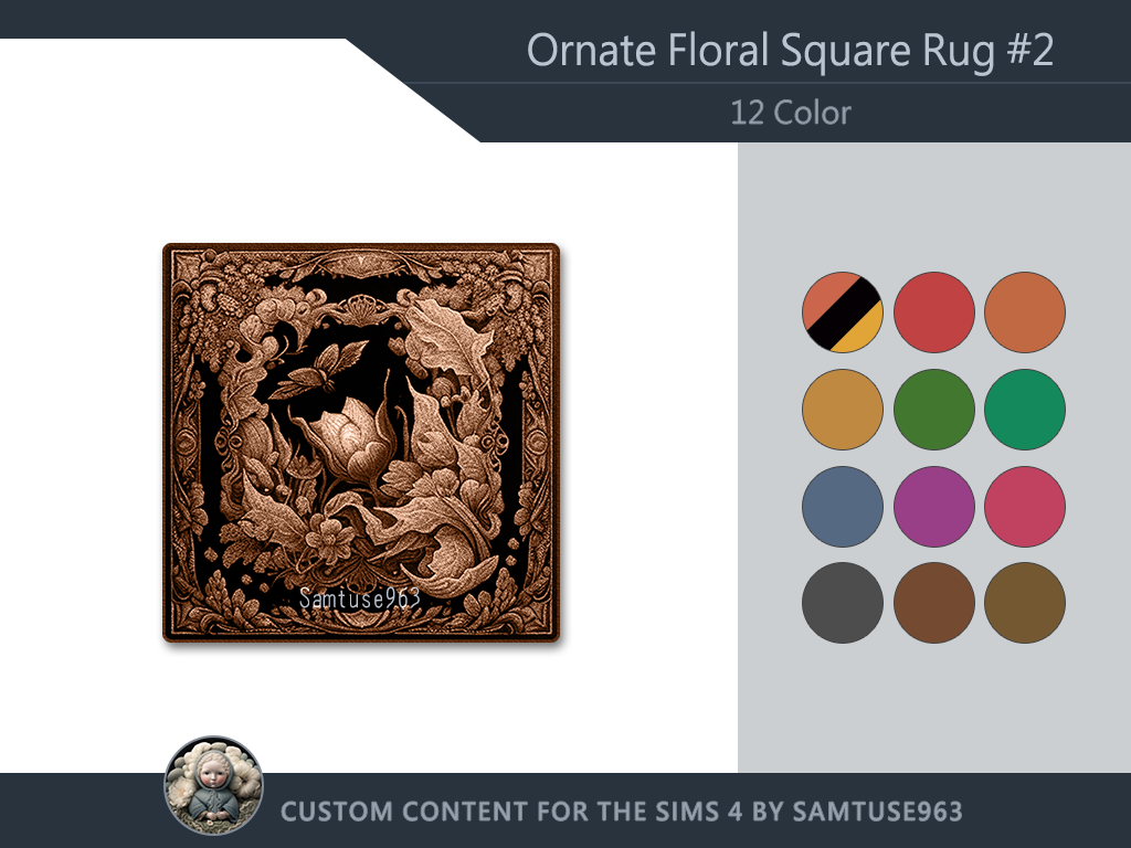 Ornate Floral Square Dance Rug #2 Samtuse963 - The Sims 4 Build   Buy 