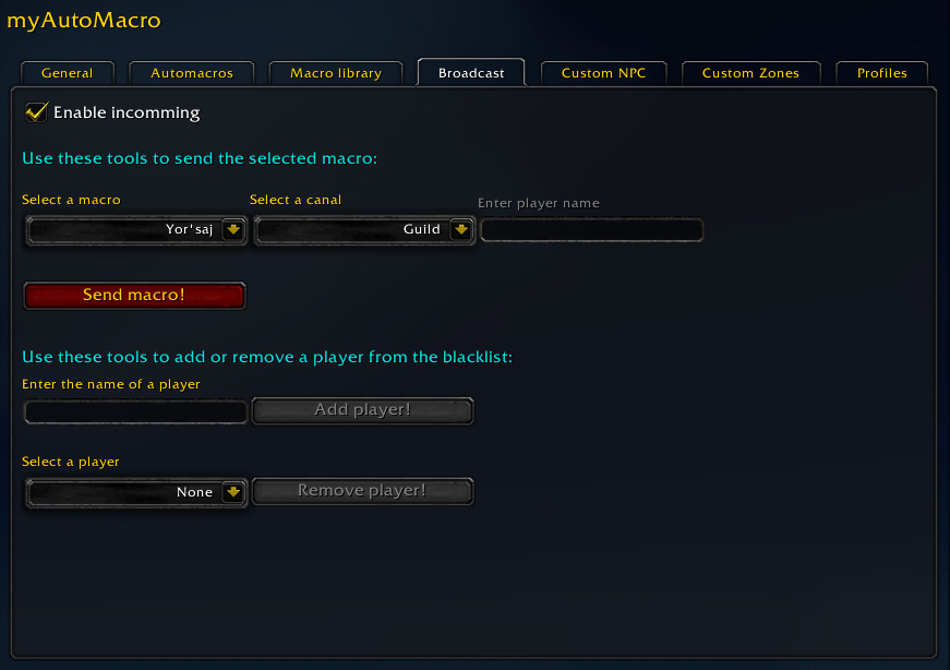 <p>Broadcast tab options</p>