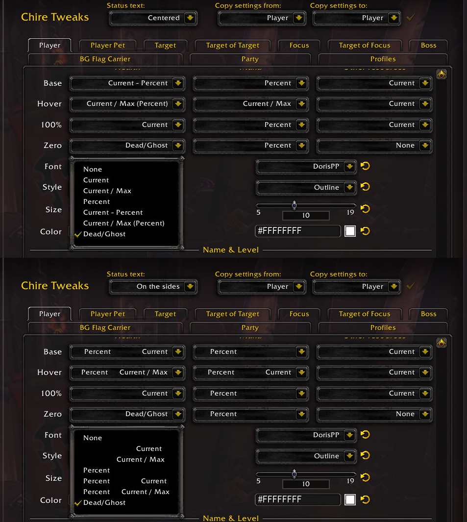 Settings-Formats