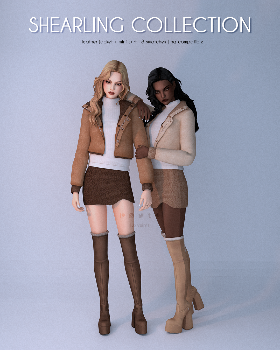 Luxy_ShearlingCollection_LeatherJacket+MiniSkirt