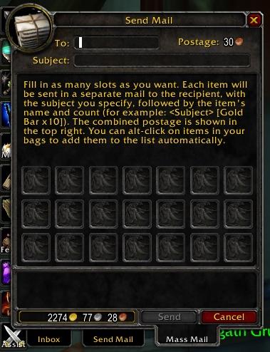 <p>The 'Mass Mail' frame</p>