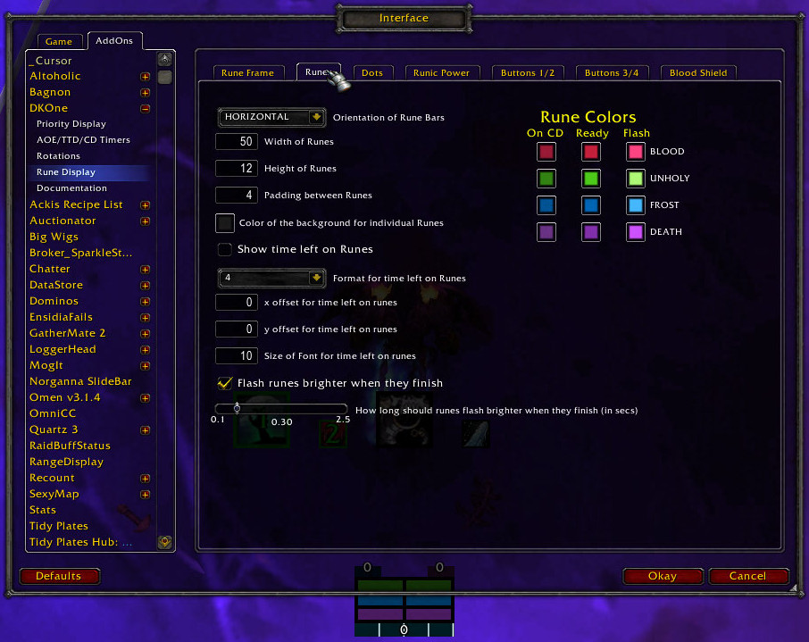 <p>Configuring the Runes on the rune tab on the Rune Display configuration page</p>