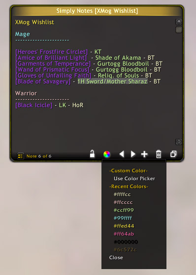 <p>Colorize text, recent colors history</p>
