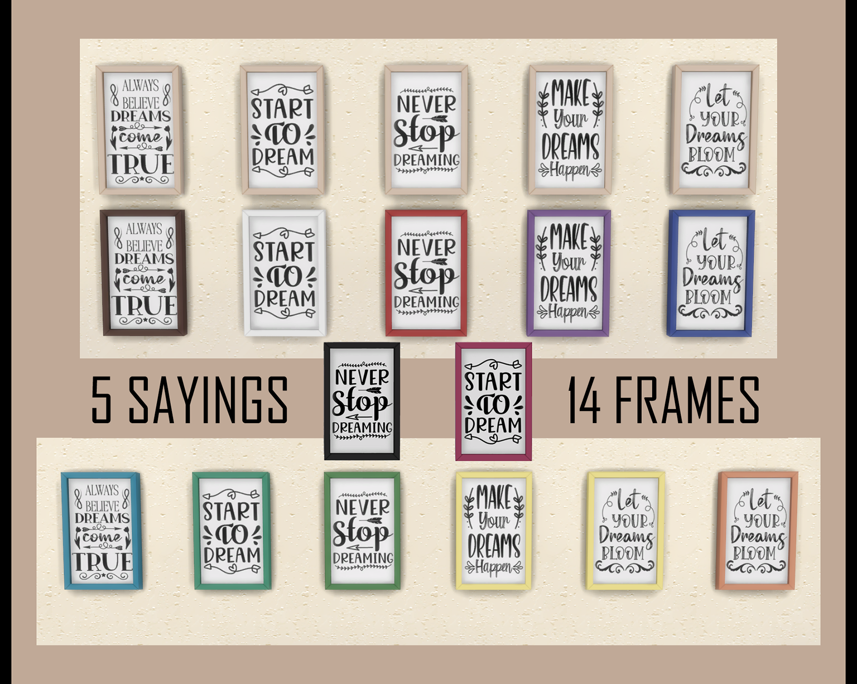 sayings and frame colours