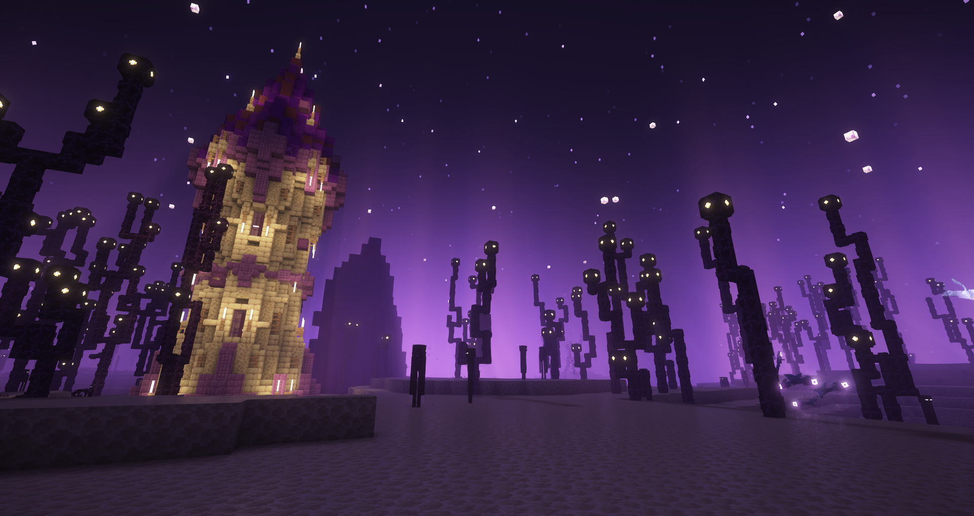 Thumbnail One of the new structures you can find in the End are towers scattered across the land