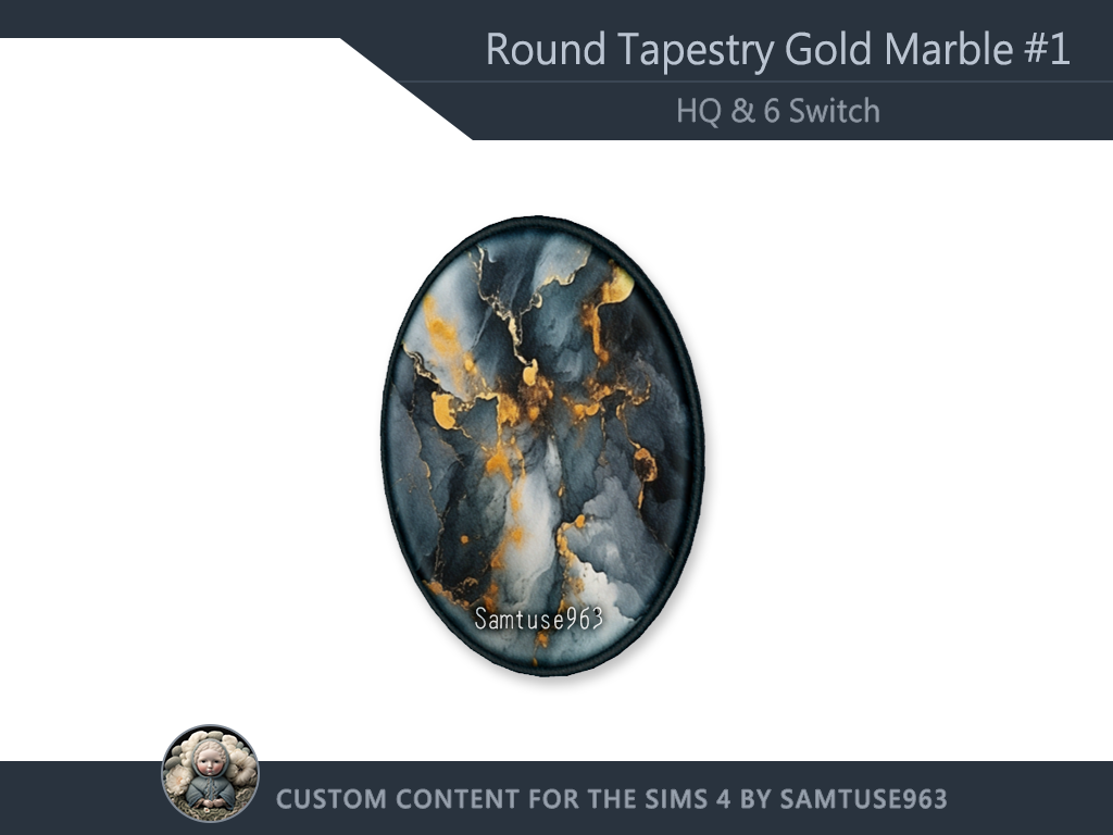 HQ Round Tapestry Gold Marble #1 Sellable Samtuse963