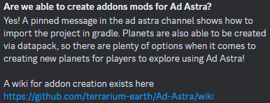 Ad Astra developers allow to make addons