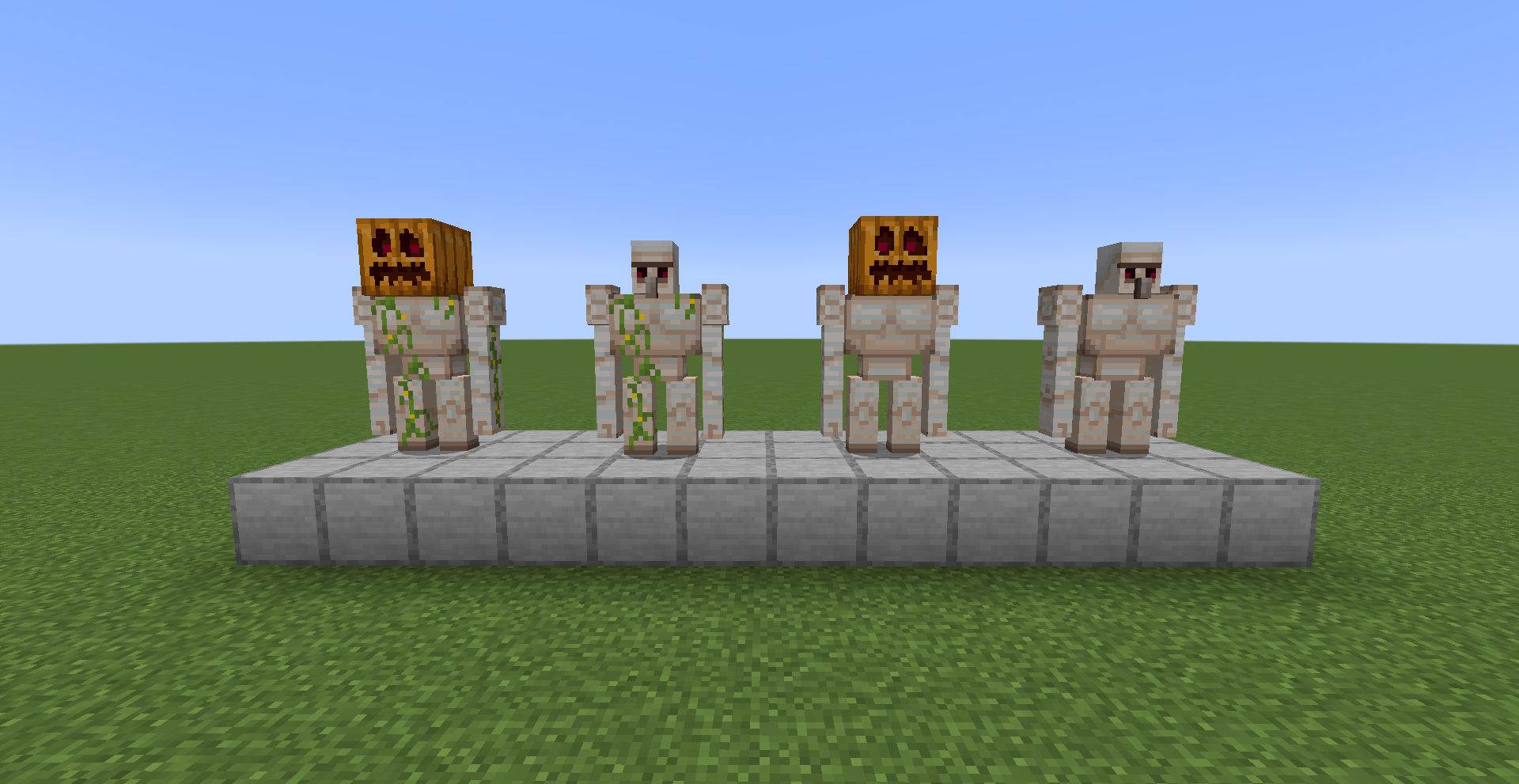 Normal, Player Created, and Sheared Golems