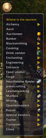 This is an example of the Main Menu. Some of the options will be hidden if they do not apply to your character.