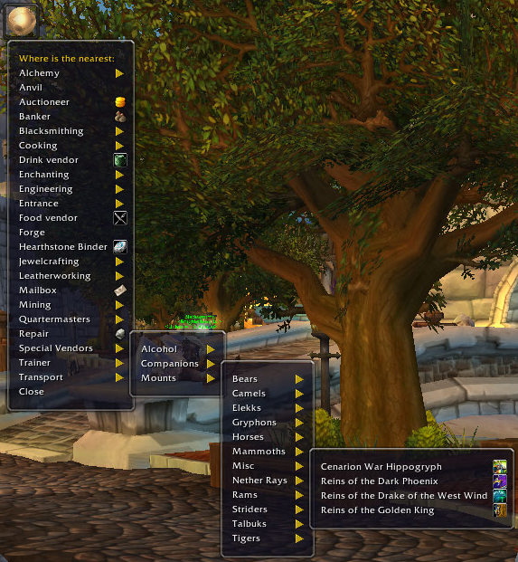 The Special Vendors menu option will help you find where to buy those special items.