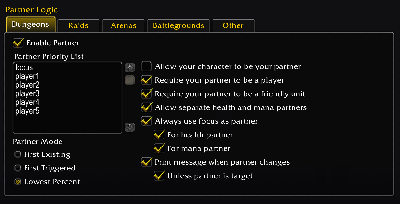 Partner Logic Settings