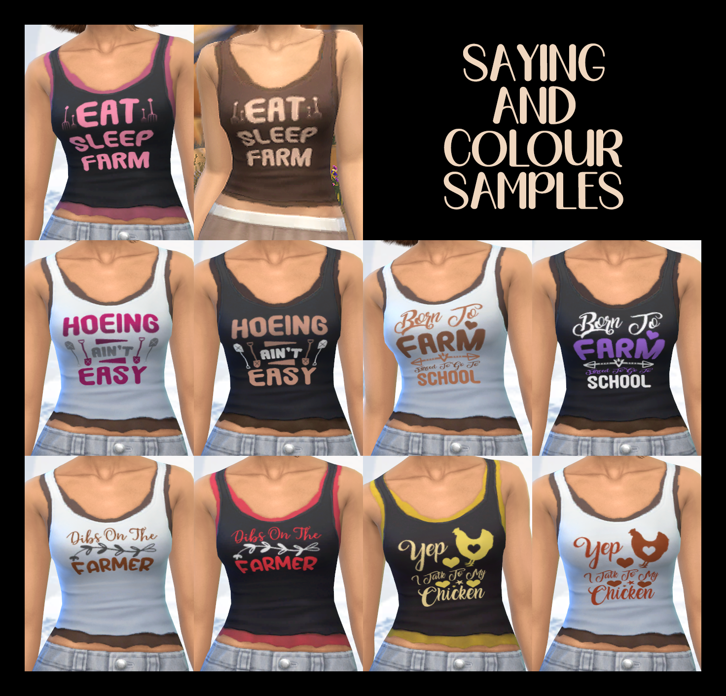 sayings and colour samples