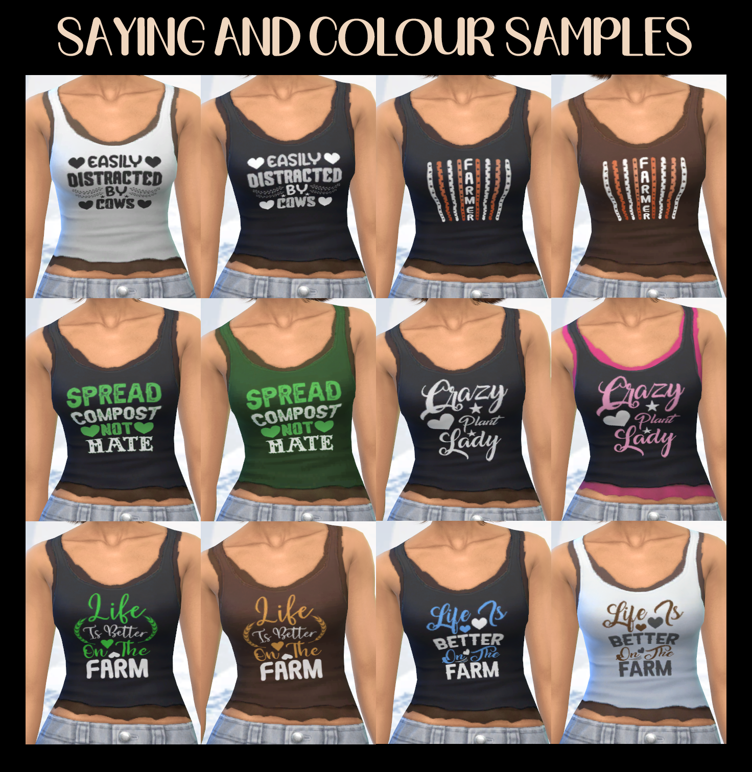 sayings and colour samples