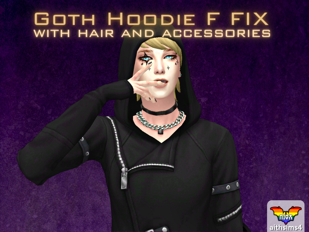 Goth Hoodie F Fix With Hair And Accessories The Sims 4 Create A Sim Curseforge