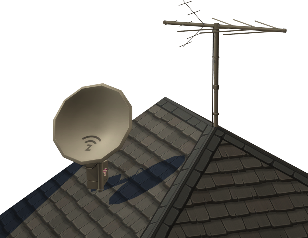 Satellite Dish & Classic TV Antenna