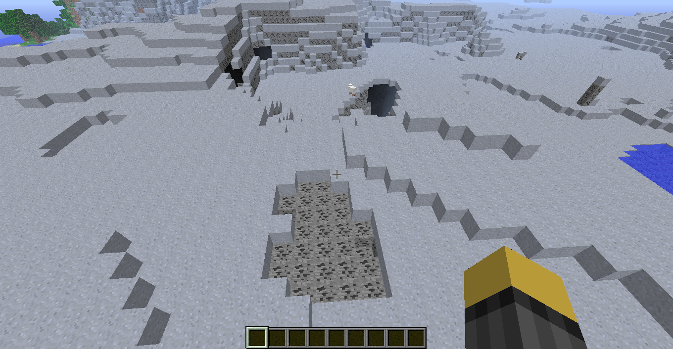 This in-game screenshot shows the Quarry Biome's clay floor, and coal undergrowth.