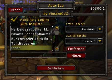 <p>Auto-Bag options frame</p>