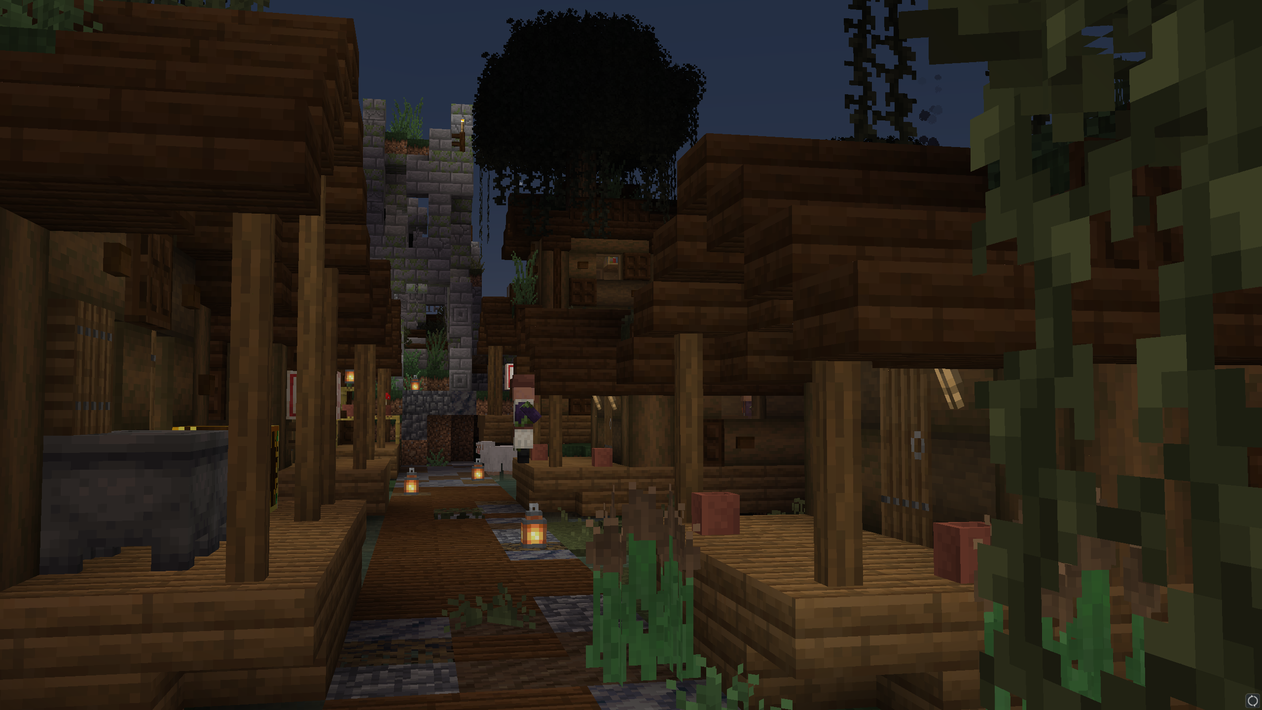 Thumbnail A swamp village at night.
