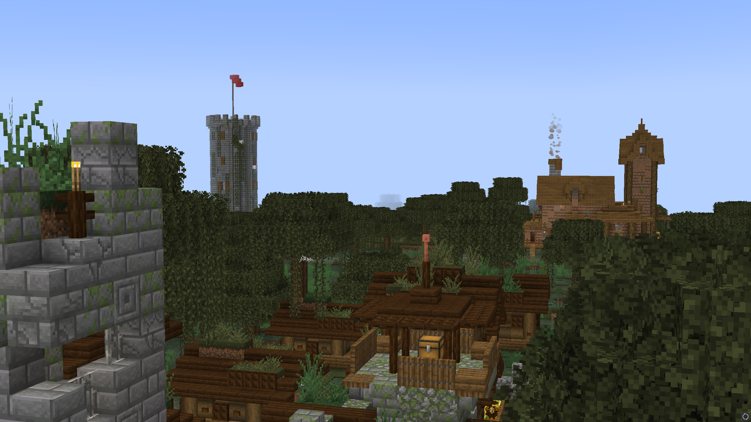 Thumbnail A swamp village at day. A tower keep and Pyromancer's hut are visible in the distance.