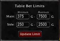 Adjust Table Limits - Dealer UI