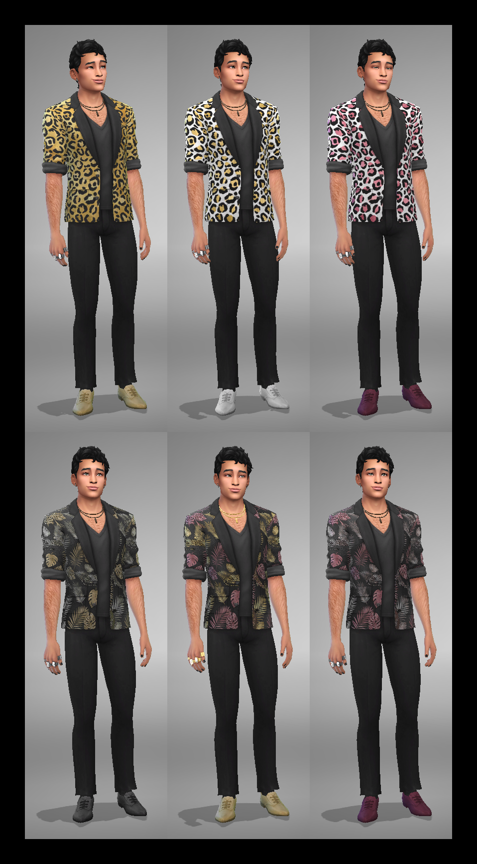 shirt patterns, colours, and shoe colours