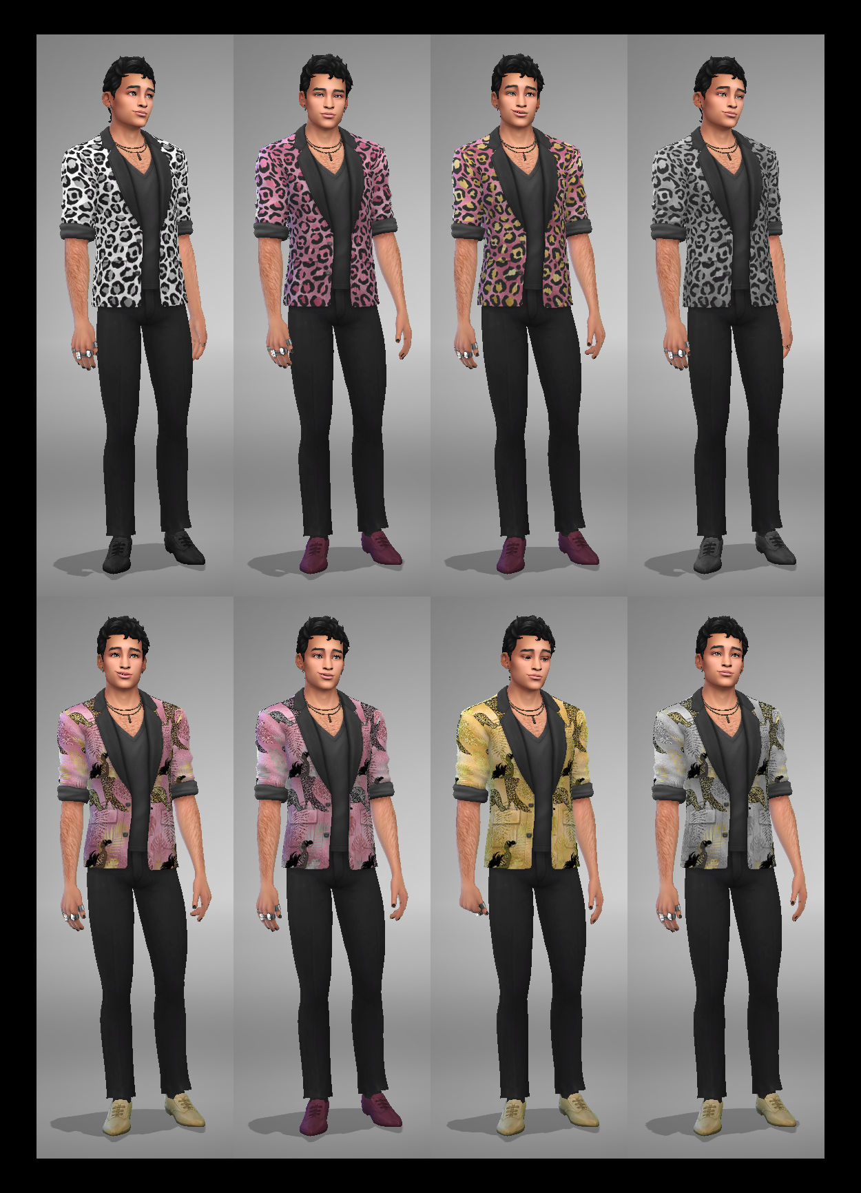 shirt patterns, colours, and shoe colours