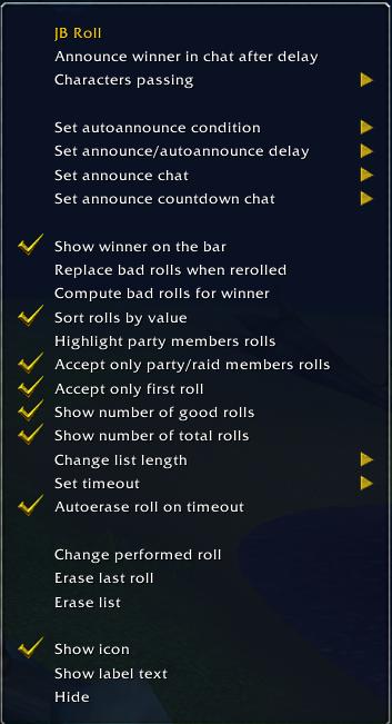 <p>Options menu</p>