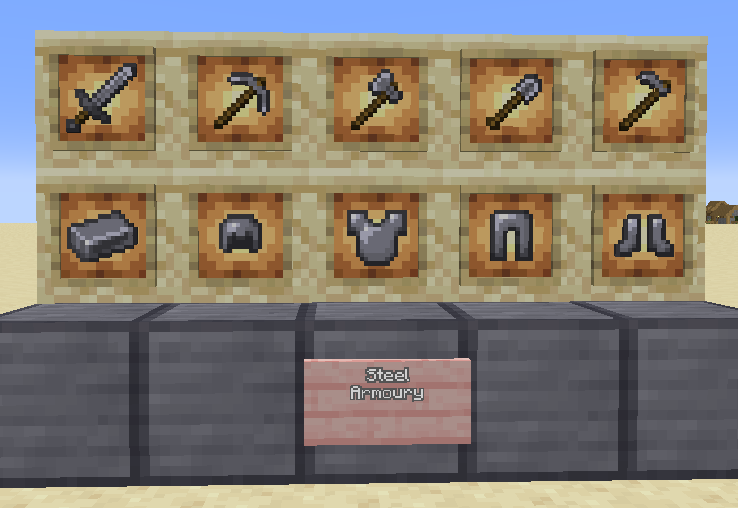 Thumbnail Steel as a new Material obtainable from Wandering Traders and Villagers, a new level between Iron and Diamond