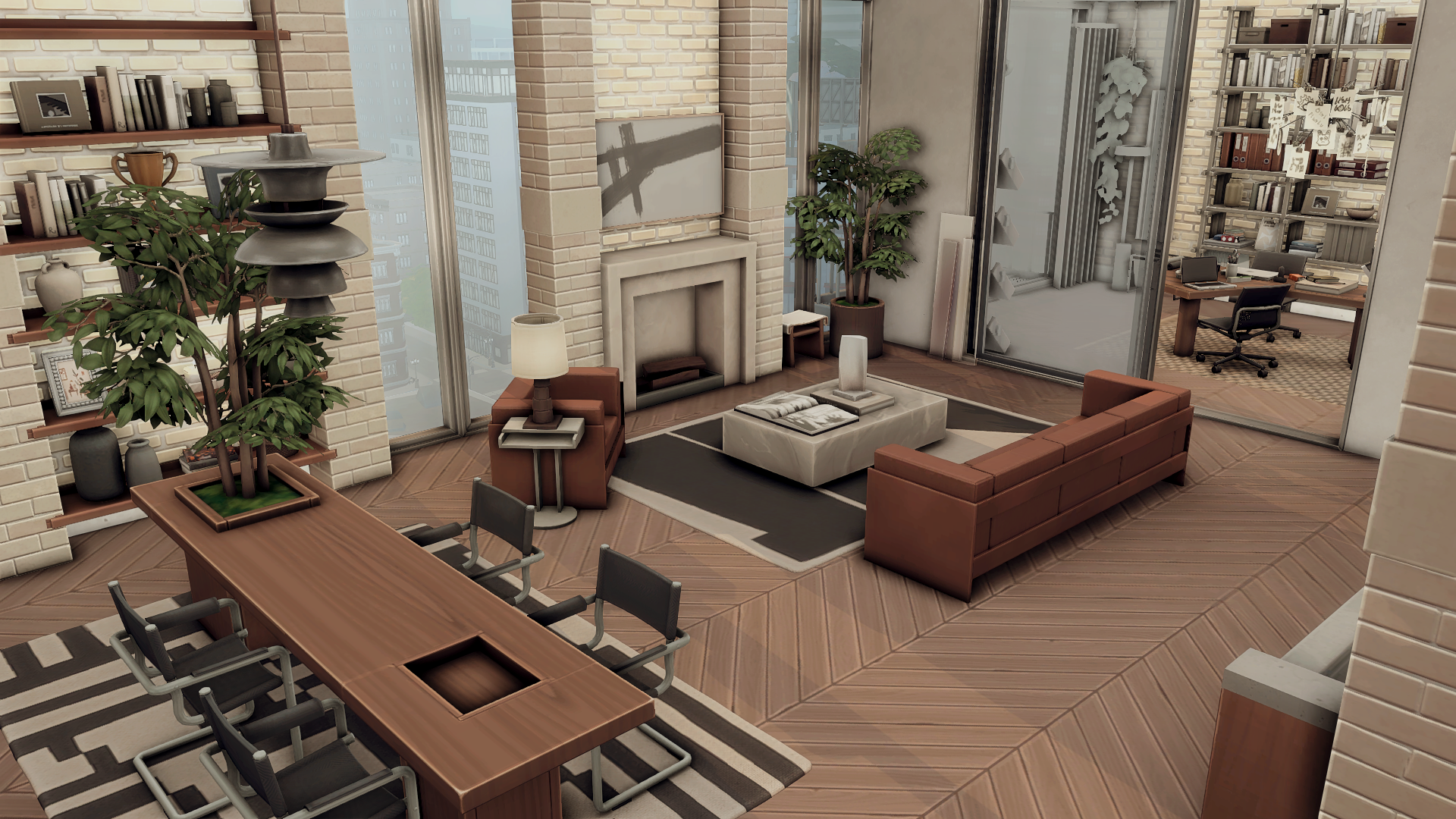 Designer's apartment with an office