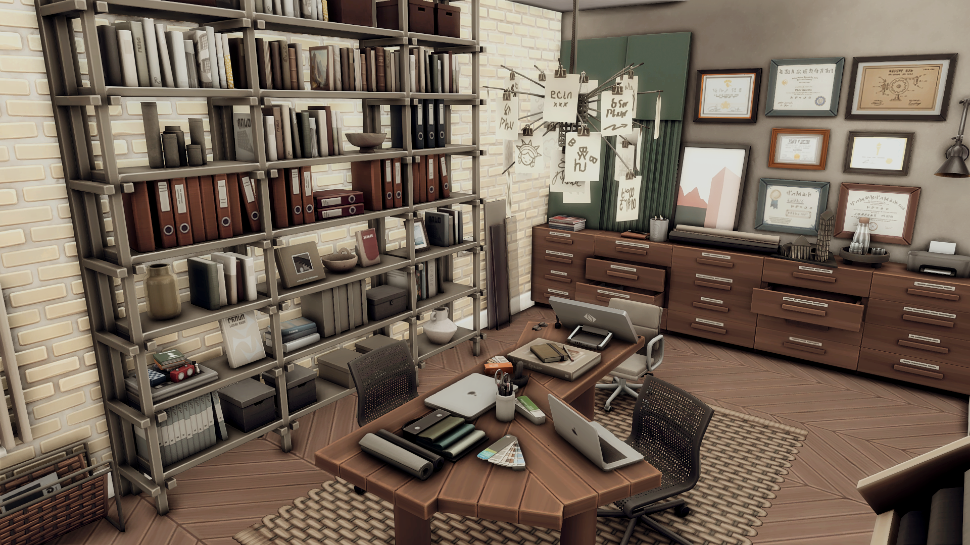 Designer's apartment with an office