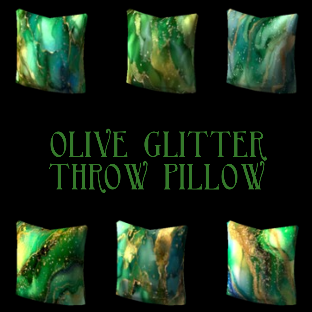 Olive Glitter Throw Pillow