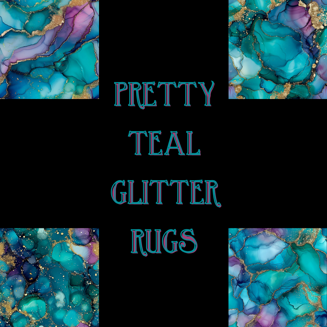 Pretty Teal Glitter Rug