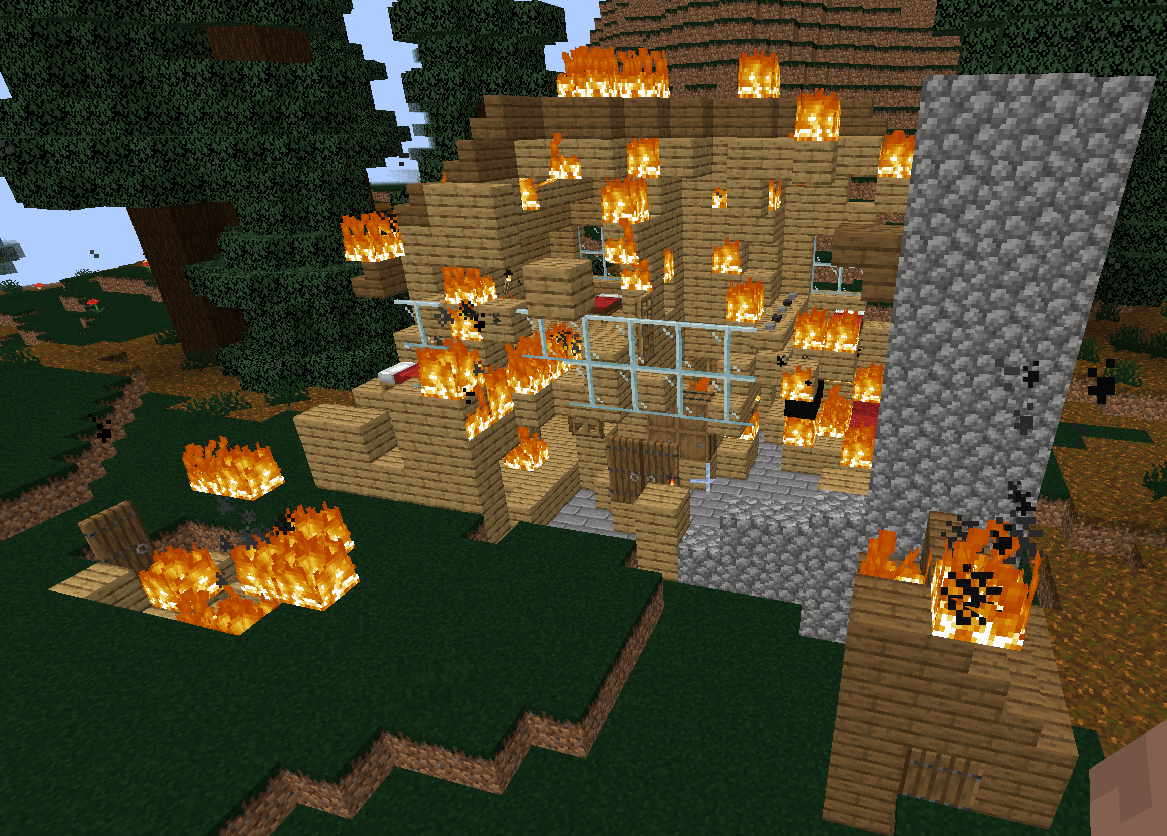 Thumbnail The bear house being burned down.
